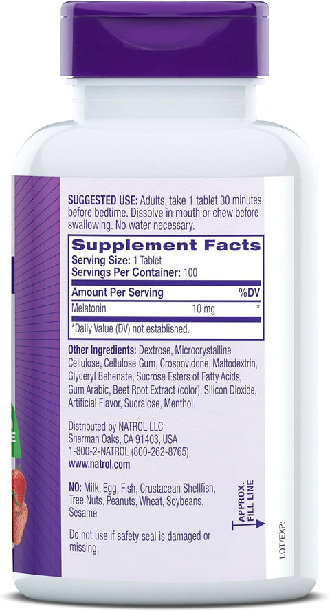 Natrol® Fast Dissolve Melatonin 10 mg Tablets – Strawberry Flavor, 100 Count