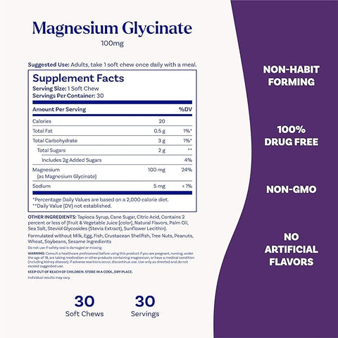 Natrol® High Absorption Magnesium Glycinate Soft Chews – Cherry Lemon – 30 Count