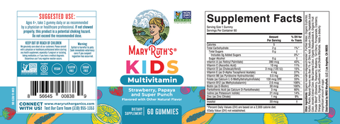 MaryRuth's Kids Multivitamin Gummies Strawberry Papaya Super Punch