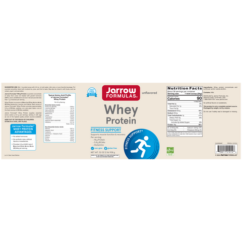 Jarrow Formulas Whey Protein Unflavored 18g Protein 24g Scoop