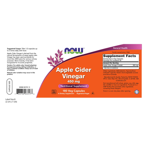Apple Cider Vinegar 450 mg Veg Capsules