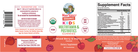 MaryRuth's Kids Multivitamin & Postbiotics Mixed Berry & Cherry