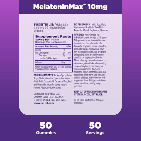 Natrol® MelatoninMax Gummies 10mg – Sleep Aid Supplement, 80 Count